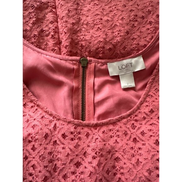 Sleeveless Coral Lace Fit & Flare Dress By Loft Size 2 Back Zipper Closure Fully - Picture 6 of 6